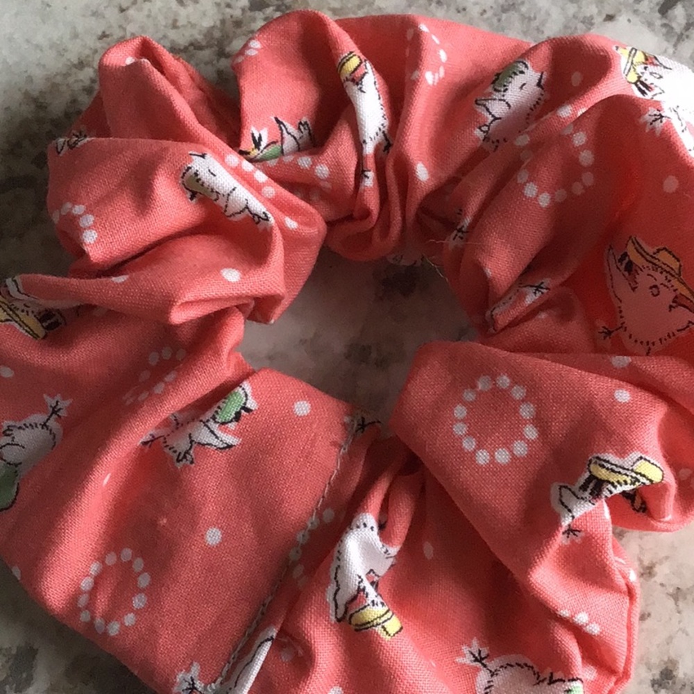 Coral orange chicks Easter scrunchie Bird hair new